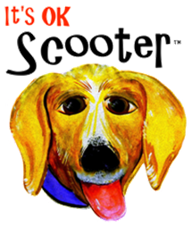 It's OK Scooter  - A Children's Book by American Artist Kris Courtney that tells an inspirational story of a Puppy that finds a way to be of Service and Just be OK ...