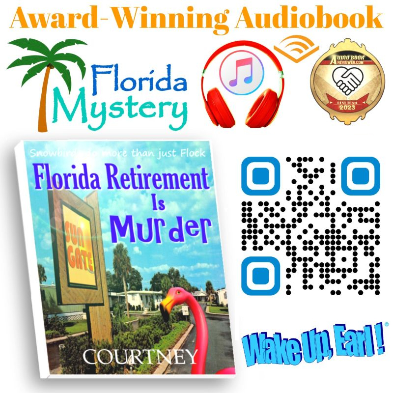 Audiobook Audio Audible Retail Debut Narrator Sample Recording - Florida Retirement Is Murder FLORIDA RETIREMENT IS MURDER" , Award-Winning Funny Mystery Audiobook of Hilarious Antics from Grey Haired Amateur Sleuth Detectives & Crazy Mischievous Snowbirds. Checkout this FIVE STAR Audiobook and the Debut Narrator in the genre of Cozy Comedy Murder Mysteries on Audible‼️ Embark on a whimsical journey with our Snowbird Sleuth Adventure! 🕵️♂️✨ This engaging mystery combines problem-solving, critical thinking, and humor, making it perfect for all amateur detectives. As you unravel the clues, enhance your observational skills and teamwork while enjoying some laughs along the way. Did you know that puzzles stimulate cognitive function and improve memory? 🧠 "If the 'Murder She Wrote' Series is your Cup of Tea" or, "America's most beloved wiseass Dave Barry style humor and parody" and, "You like Cozy Mysteries set in Florida" then, "Whether in Lakeland, Miami or Ft Lauderdale, these Mischievous Snowbirds will have you laughing out-loud with whodunit sleuth escapades inside a Florida Gated Trailer Park!" Dive into the snarky world of Florida Retirement Is Murder, where humor meets mystery in a cozy setting! 🌴📚 This award-winning novel, penned by Florida resident Kris Courtney, is perfect for fans of Carl Hiaasen's satirical storytelling and Steve Higgs' unique charm. As retirees navigate unexpected twists and turns, you'll experience the vibrancy and eccentricities of Florida life, all while chuckling at the absurdity of it all. 🕵️♂️✨ Whether you're a local or just love a good laugh, this book promises to keep you entertained. Status of Film and TV rights Update 📚✨ 🎬 Creative Artists Agency (CAA) expresses interest, potential opportunities for adaptation. "Reaching out from Creative Artists Agency to inquire about the status of the film/tv rights to your book, FLORIDA RETIREMENT IS MURDER. Are they available?" Award-Winning Bestselling Cozy Florida Snowbird Comedy is anxiously awaiting for the conversation to continue from the Query of Rights from CAA ‼️
