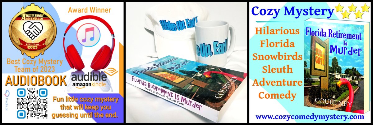 Wake Up Earl - Florida Retirement Is Murder - The Perfect Gumshoe Sleuth Detective Adventure in a Florida Snowbird Mobile Home | Trailer Park Retirement Community FLORIDA RETIREMENT IS MURDER Snowbirds do more than just Flock Stewart Johnson, a recently widowed retiree, expected nothing more than to settle quietly into his new life at Sun Gate, surrounded by the warmth of the Florida sun and the company of fellow snowbirds. Yet, life has other plans. Drawn into a community bursting with vibrant personalities and capricious intrigues, Stewart finds himself at the center of a laugh-out-loud mystery that will challenge his perceptions of friendship and fun. This fictional satire comedy cozy mystery novel is not just a book but an experience, inviting listeners of all ages to revel in the humorous dysfunctions of a group of overgrown children retirees whose antics and mysteries provide endless entertainment. From the first moment to the last, listeners will encounter a saga filled with suspense, laughter, and a series of shockers that will keep them on their toes. Whether youre considering the snowbird lifestyle or simply looking for your next book club treasure, "Florida Retirement Is Murder" is your passport to a world where old age meets golden opportunities to laugh, solve mysteries, and maybe even act a little mischievous. Perfect for your summer beach book list, this colorful story is poised to become a favorite on every bookshelf and screen, captivating you with its creative metaphors and the genuine camaraderie of Sun Gate. Laugh, guess, and reminisce with "Florida Retirement Is Murder," where snowbirds do more than just flock—they turn every day into an unforgettable adventure. AWARD-WINNER: 'Best Cozy Mystery Team' 2023 Audiobook Reviewer—"OUTSTANDING FUN!... Unchaperoned children at a never-ending Sadie Hawkins dance with a spiked punch... You'll pray your inner child will enjoy this much freedom while getting into this much trouble... (Narrator Mari Oyaizu Carson)—a masterpiece of voice acting that makes listening easy and impossible to pause... A fun, light cozy mystery with well-developed characters." Best for FANS of Carl Hiaasen and Kris Courtney Florida Mystery Novels and Humor